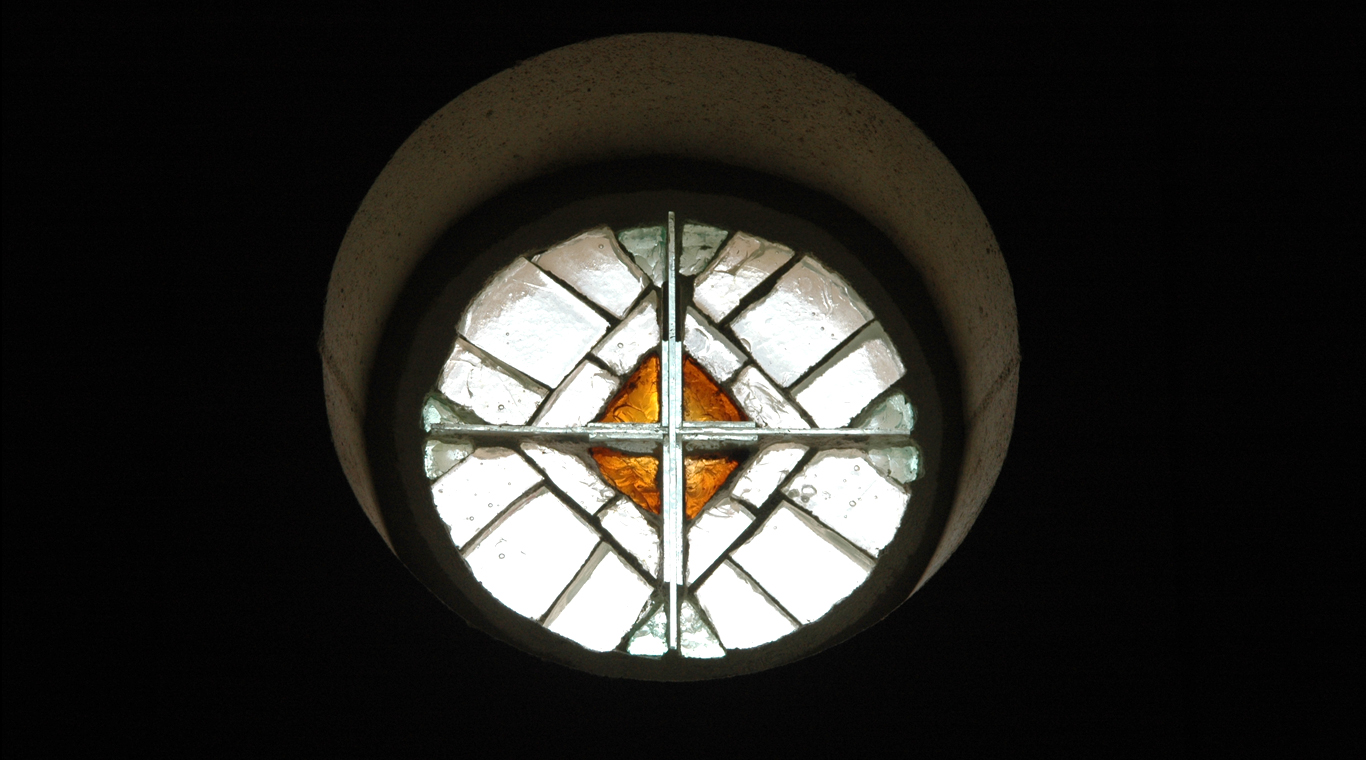 Vitrail en dalle de verre, orange blanc - Chapelle privée en Dordogne